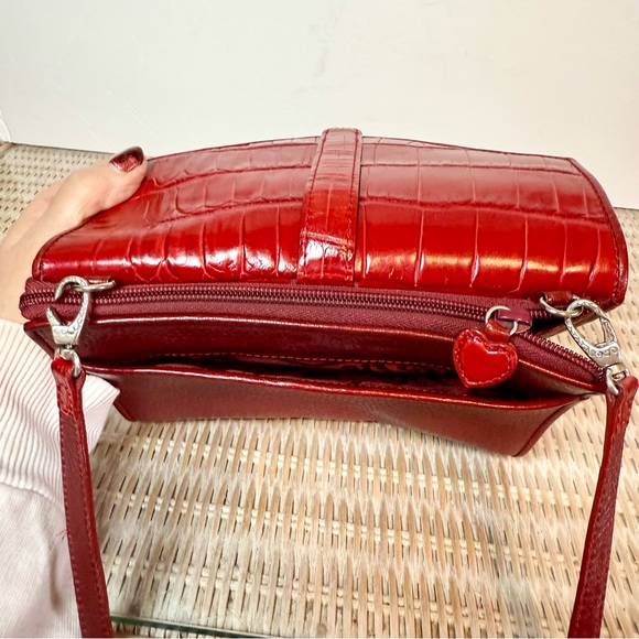 Brighton Red Leather Crossbody Organizer Bag - Picture 12 of 15